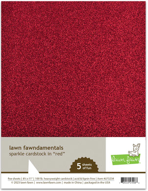 Lawn Fawn - 8.5 x 11 Cardstock - Sparkle - red - 5 Pack - Design Creative Bling