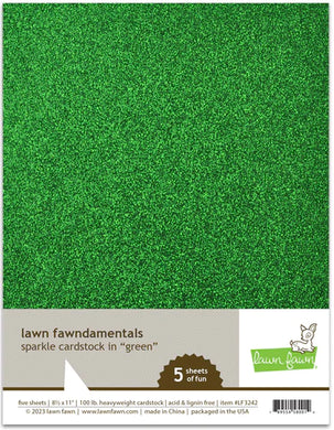 Lawn Fawn - 8.5 x 11 Cardstock - Sparkle - green - 5 Pack - Design Creative Bling