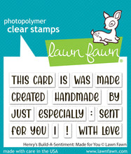 Cargar imagen en el visor de la galería, Lawn Fawn - Clear Photopolymer Stamps - henry's build-a-sentiment: made for you - Design Creative Bling