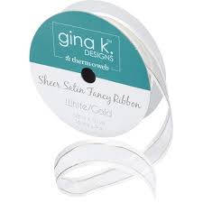 Gina K Designs Sheer Satin Fancy Ribbon 5/8"X10yd-White/Gold - Design Creative Bling