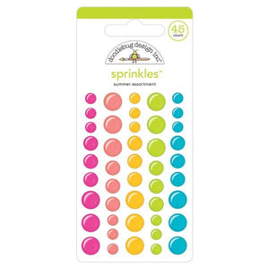 Doodlebug Design - Sweet Summer Collection - Sprinkles - Self Adhesive Enamel Dots - Summer Assortment - Design Creative Bling