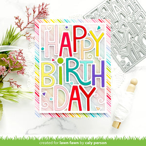 Lawn Fawn - giant outlined happy birthday: portrait - Lawn Cuts - Dies - Design Creative Bling