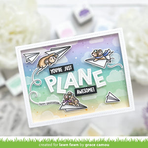 Lawn Fawn - just plane awesome sentiment trails - clear stamp set