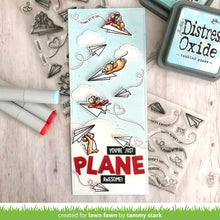 Load image into Gallery viewer, Lawn Fawn - just plane awesome sentiment trails - clear stamp set
