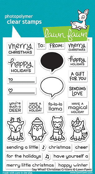 Lawn Fawn -   say what? Christmas critters- clear stamp set - Design Creative Bling