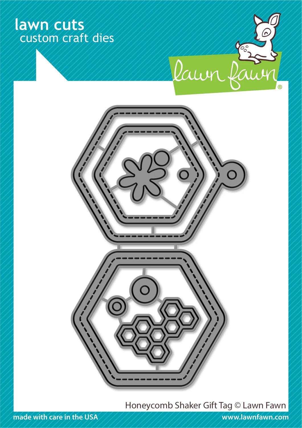 Lawn Fawn - honeycomb shaker gift tag - lawn cuts - Design Creative Bling