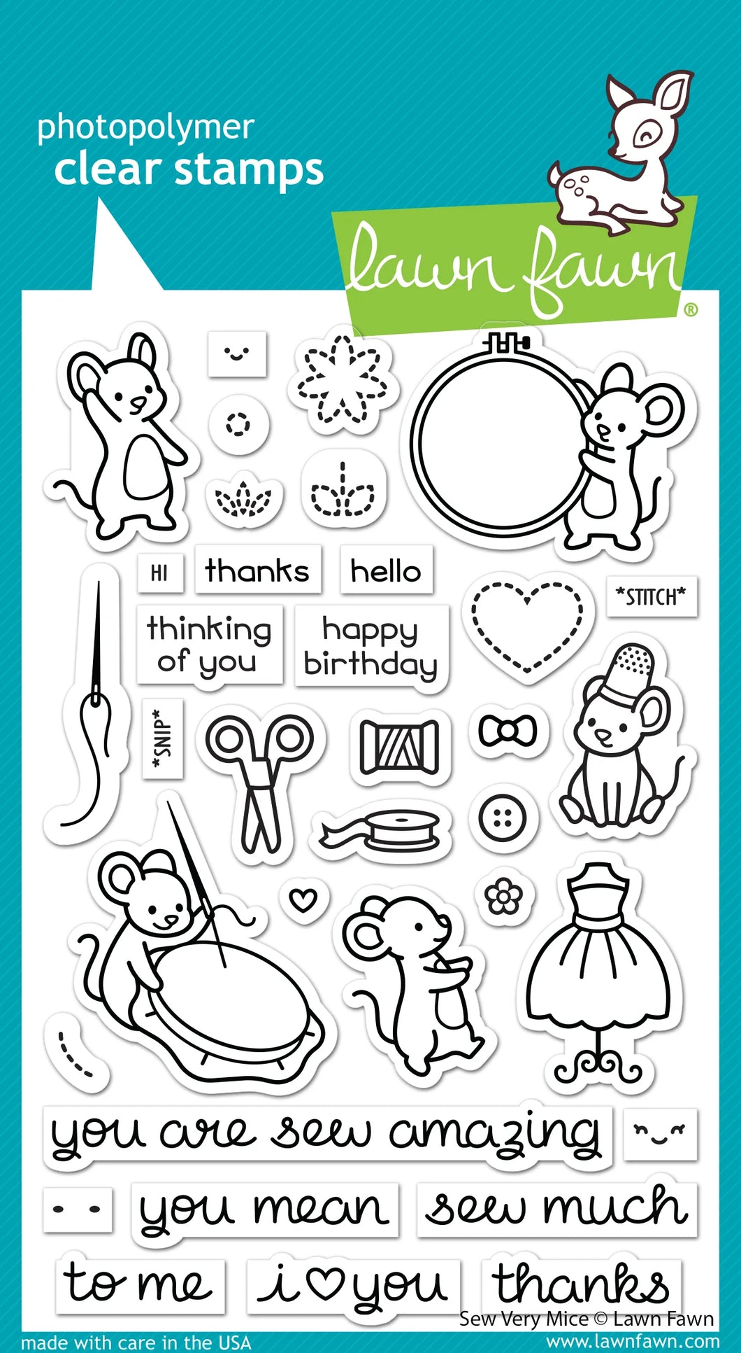 Lawn Fawn - sew very mice - clear stamp set