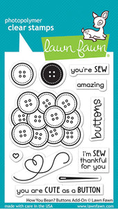 Lawn Fawn - how you bean? buttons add-on - clear stamp set - Design Creative Bling
