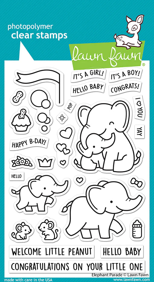 Lawn Fawn - elephant parade - clear stamp set - Design Creative Bling