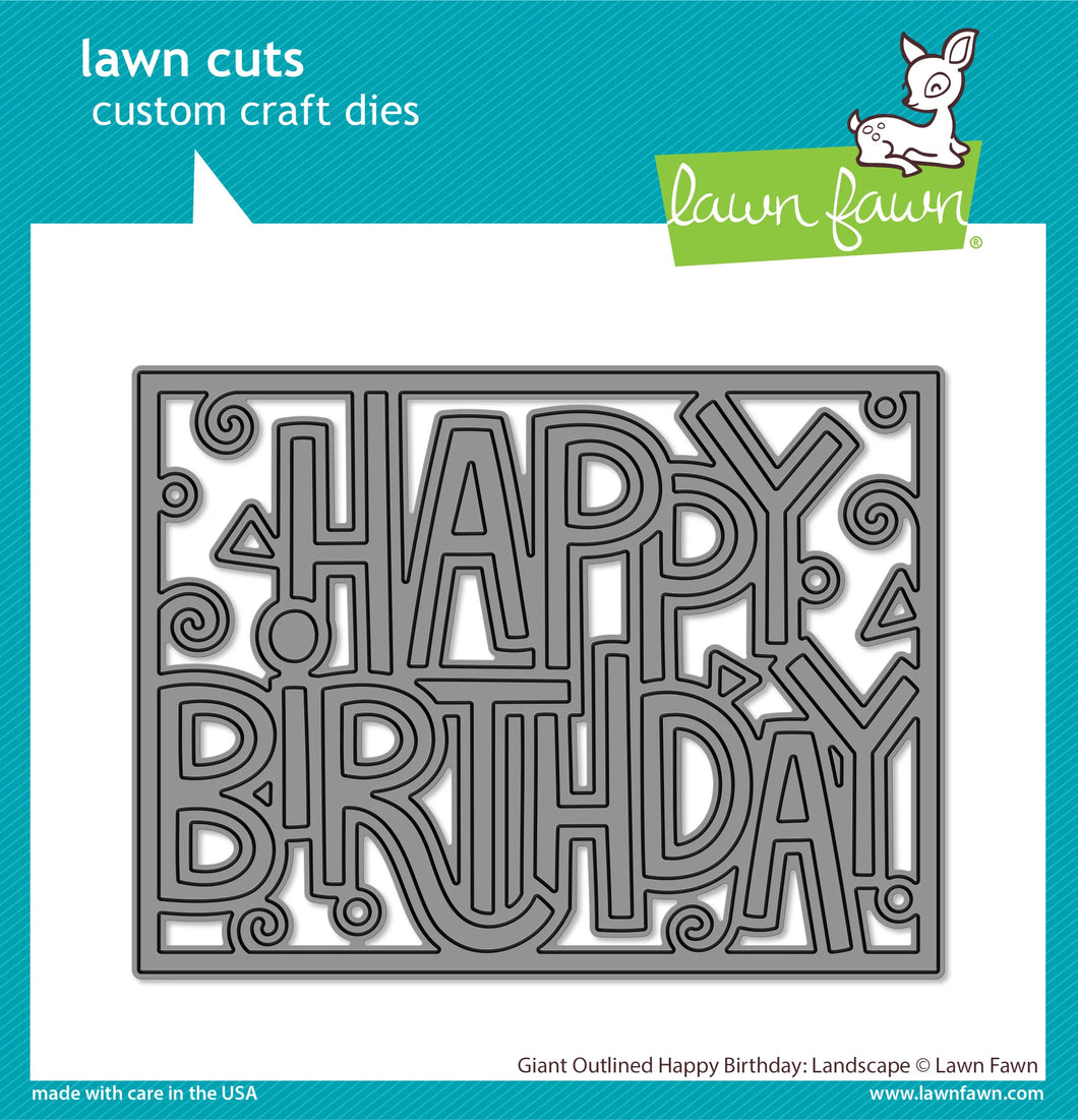 Lawn Fawn - giant outlined happy birthday: landscape - Lawn Cuts - Dies