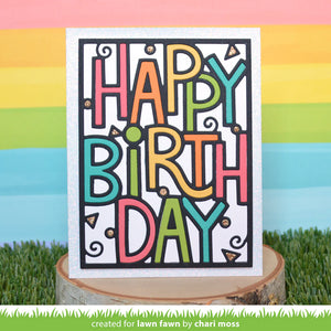 Lawn Fawn - giant outlined happy birthday: portrait - Lawn Cuts - Dies - Design Creative Bling