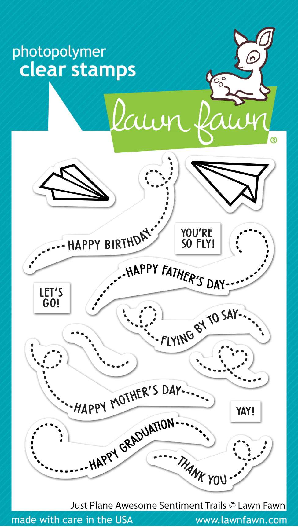Lawn Fawn - just plane awesome sentiment trails - clear stamp set