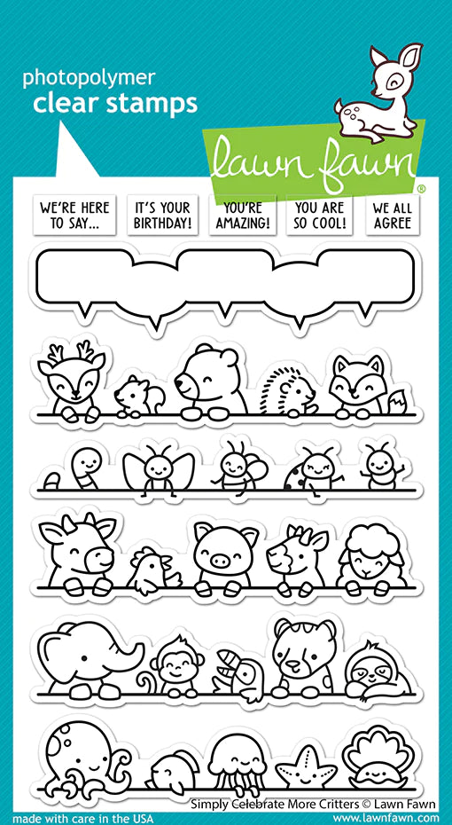 Lawn Fawn - simply celebrate more critters - clear stamp set
