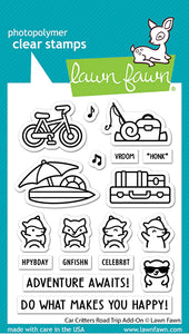 Lawn Fawn - car critters road trip add-on - clear stamp set - Design Creative Bling