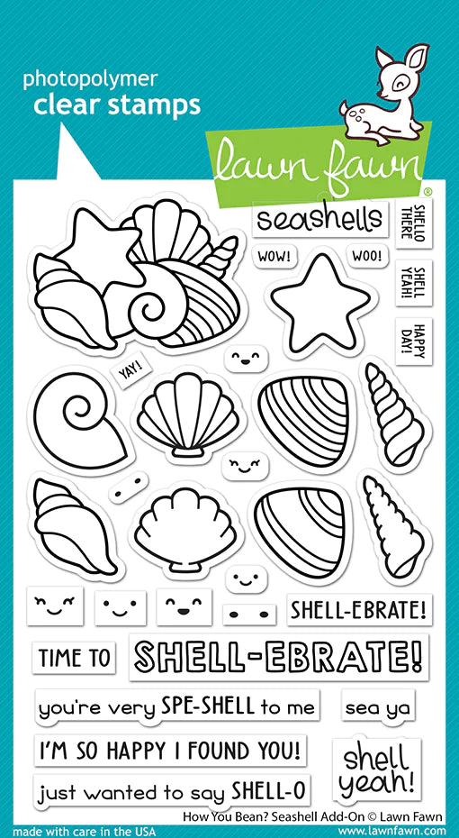 Lawn Fawn - how you bean? seashell add-on - clear stamp set