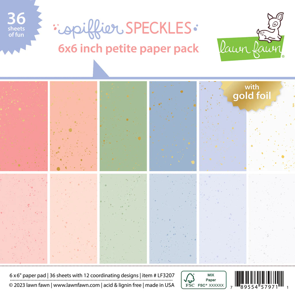 Lawn Fawn - spiffier speckles Collection - 6 x 6 Petite Paper Pack