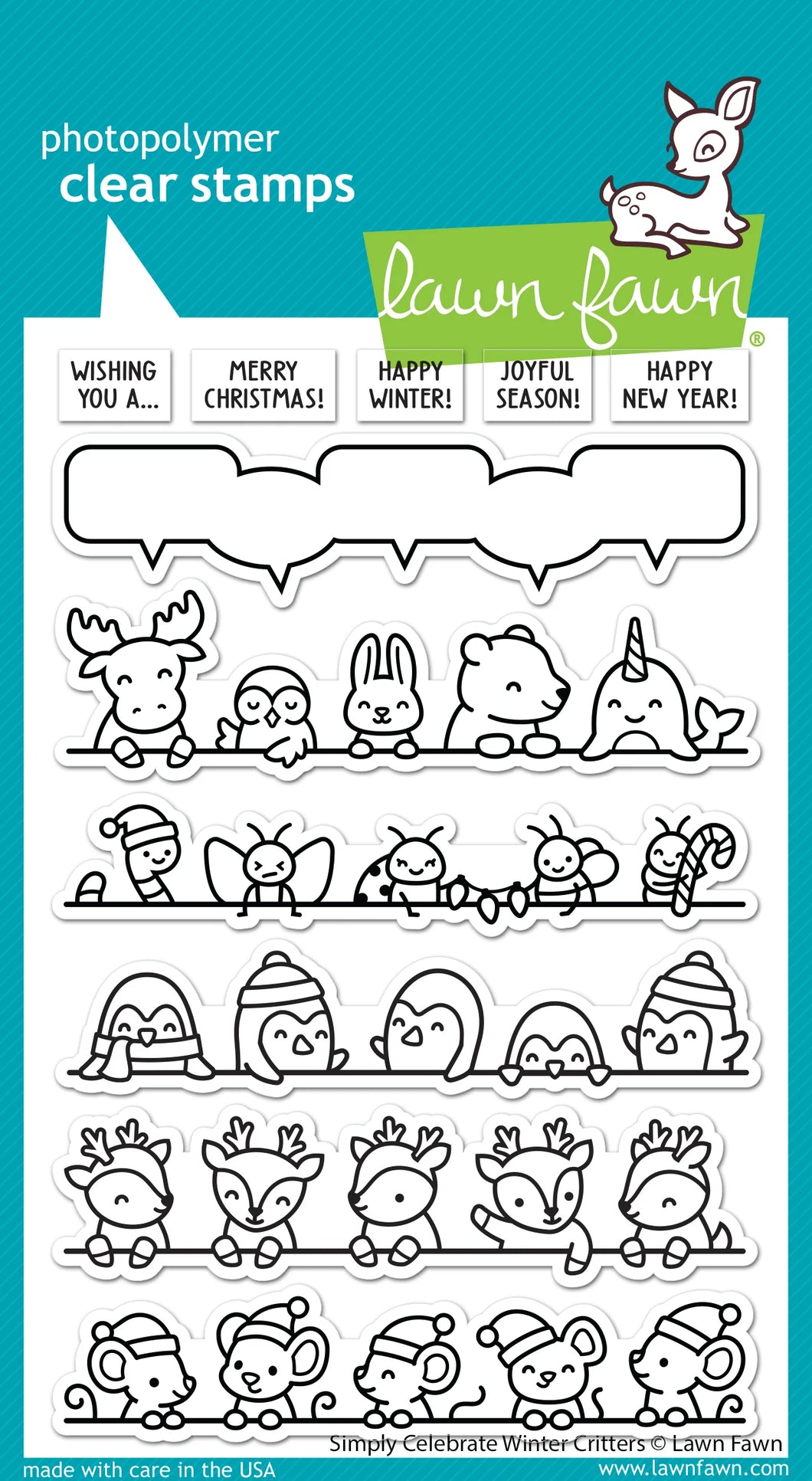 Lawn Fawn - simply celebrate winter critters - clear stamp set