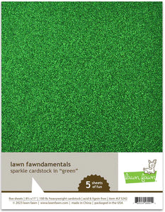 Lawn Fawn - 8.5 x 11 Cardstock - Sparkle - green - 5 Pack