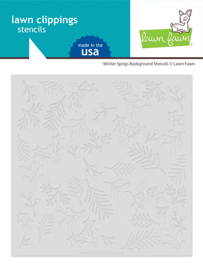 Lawn Fawn - winter sprigs background stencils - lawn cuts - Design Creative Bling
