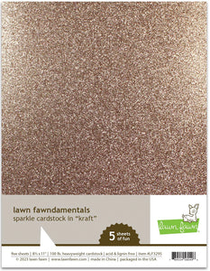 Lawn Fawn - 8.5 x 11 Cardstock - Sparkle - kraft - 5 Pack