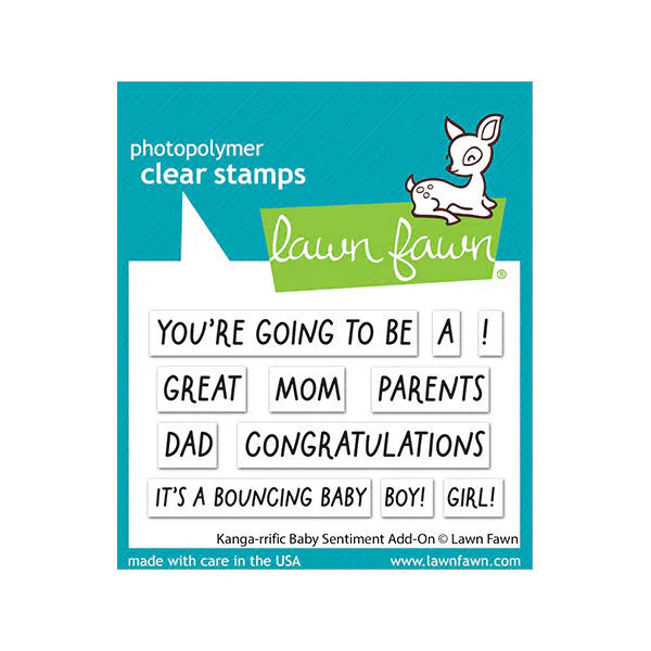 Lawn Fawn-Clear Stamps-Kanga-rrific Baby Sentiment Add-on - Design Creative Bling