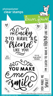 Lawn Fawn-Clear Stamps-give it a whirl messages: friends - Design Creative Bling