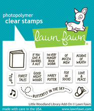 Load image into Gallery viewer, Lawn Fawn - little woodland library add-on - clear stamp set
