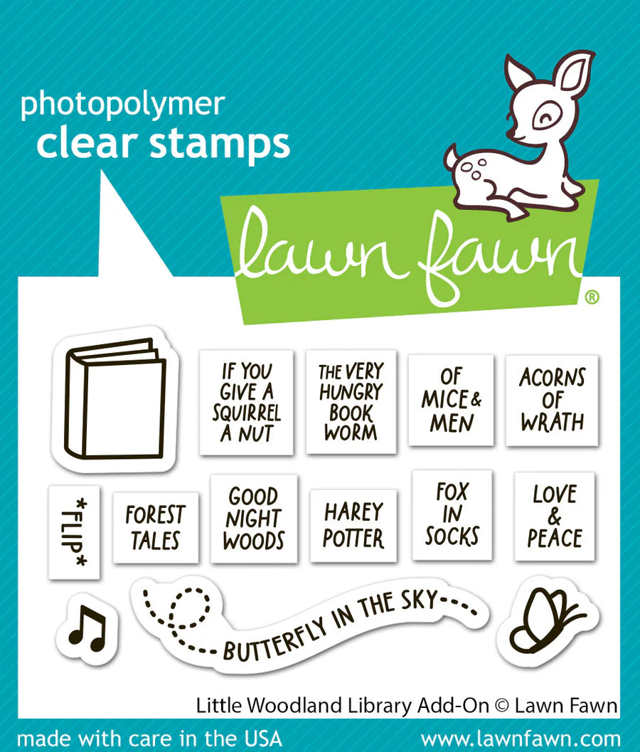 Lawn Fawn - little woodland library add-on - clear stamp set