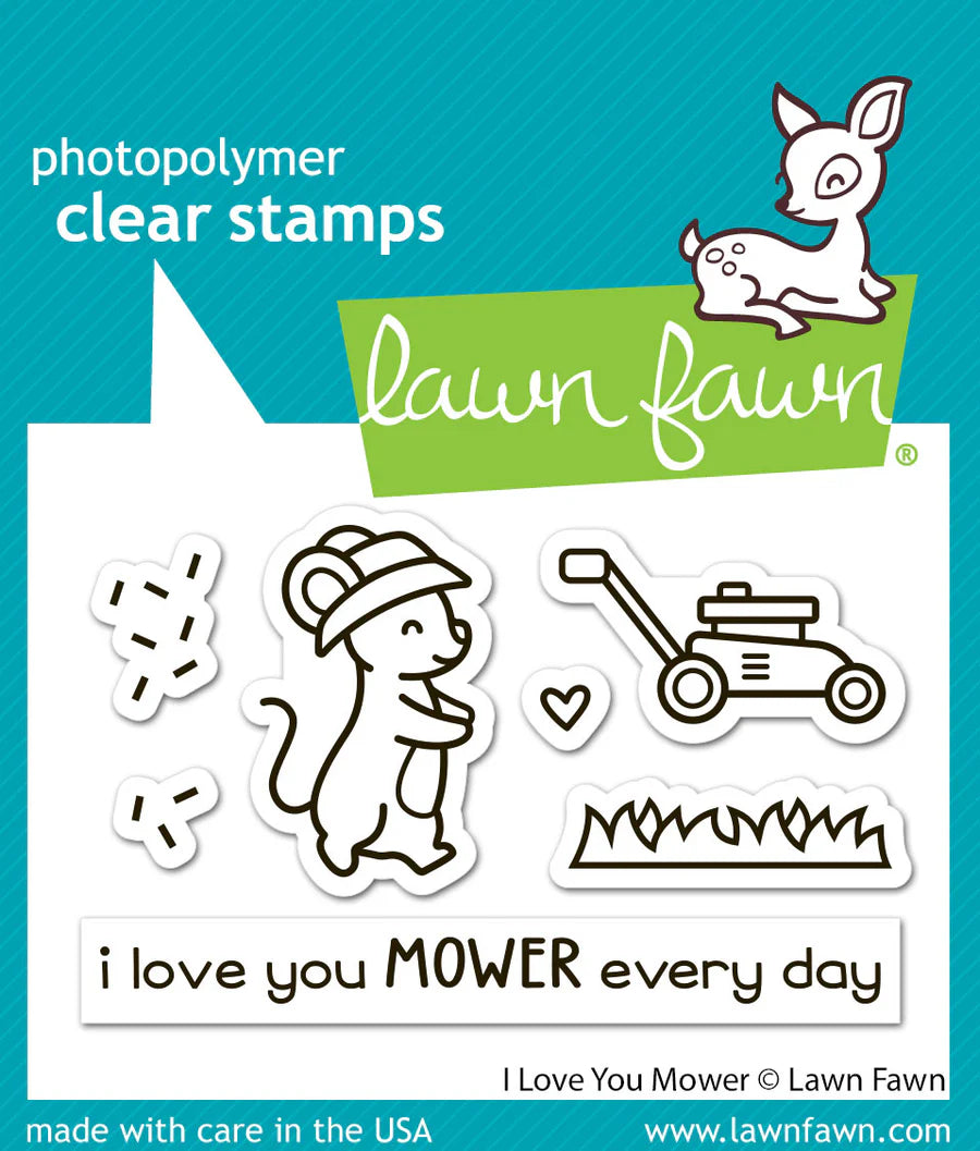 Lawn Fawn - i love you mower - clear stamp set - Design Creative Bling
