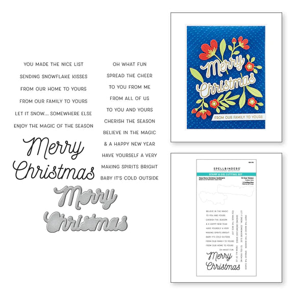 Spellbinders-Clear Stamp & Die Set-Many Merry Christmas Sentiments-CELEBRATE THE SEASON COLLECTION - Design Creative Bling