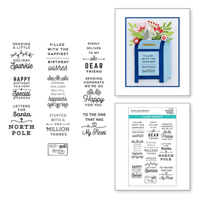 Spellbinders-PARCEL & POST SENTIMENTS CLEAR STAMP SET FROM THE PARCEL & POST COLLECTION - Design Creative Bling
