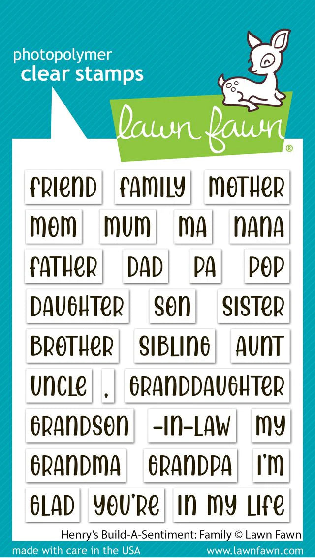 Lawn Fawn - henry's build a sentiment: family - clear stamp set