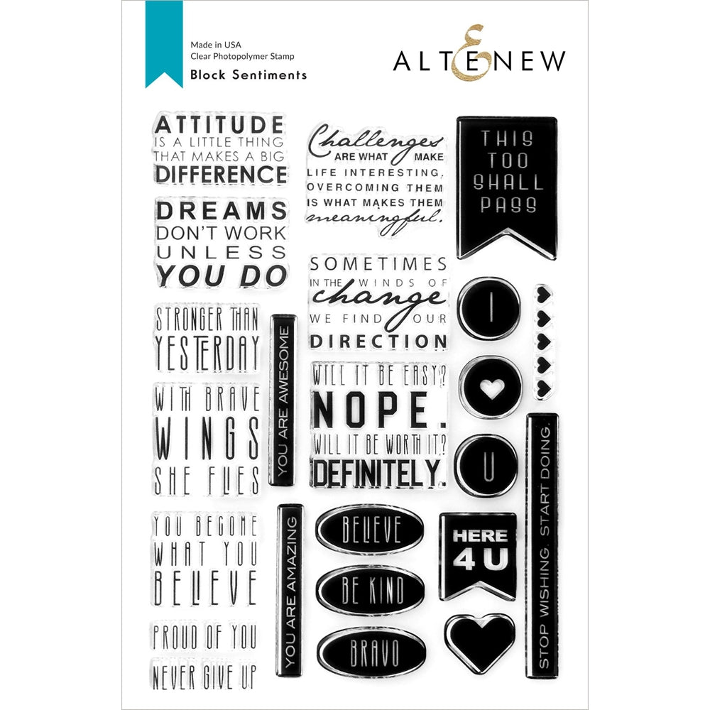 Altenew - Clear Stamp Set - Block Sentiments - Design Creative Bling