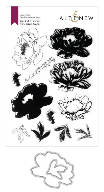 Altenew - Clear Stamp Set - Build A Flower-Hawaiian Coral Layering Stamp and Die - Design Creative Bling