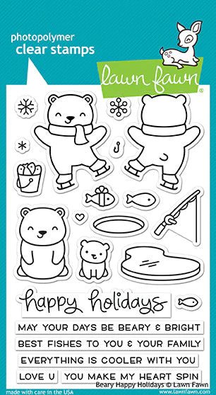 Lawn Fawn - Beary Happy Holiday - clear stamp set