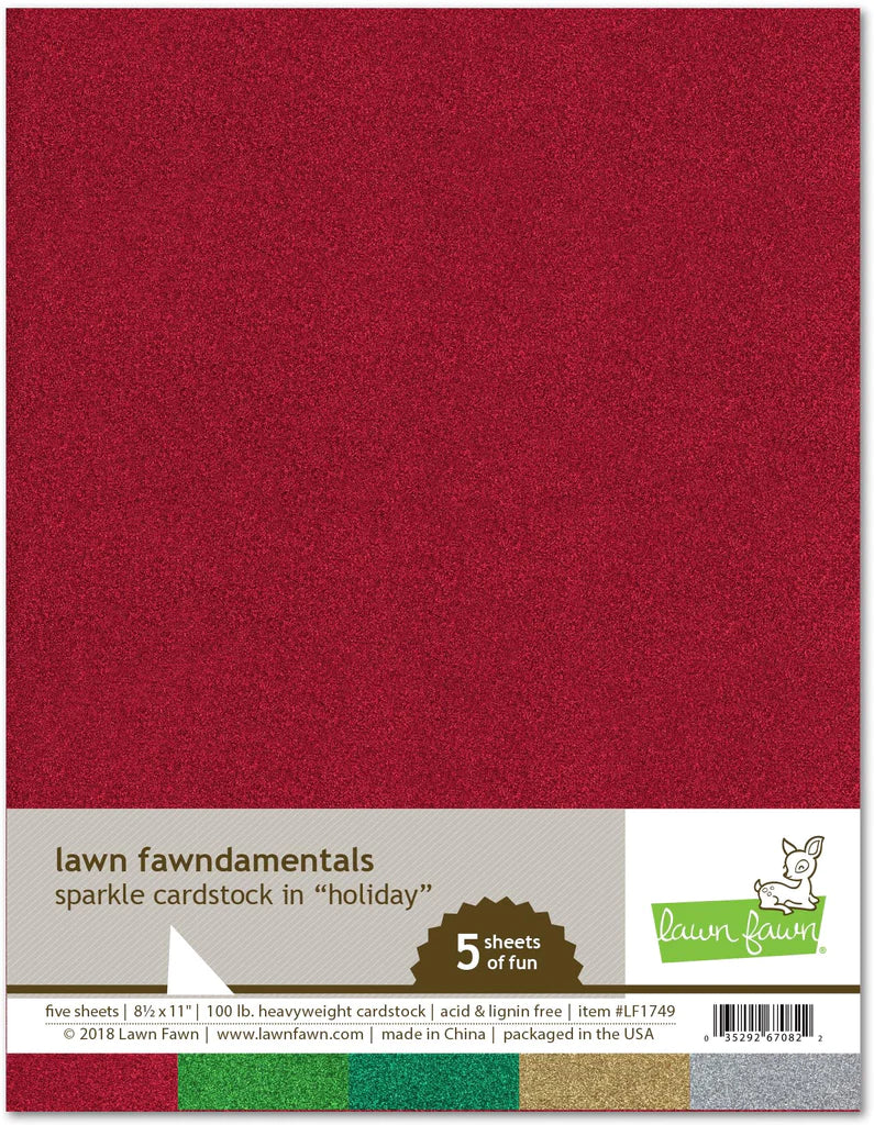 Lawn Fawn - 8.5 x 11 Cardstock - Sparkle -  Holiday - 5 Pack - Design Creative Bling