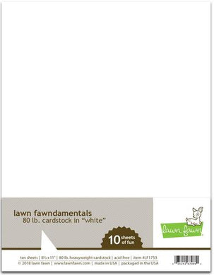 Lawn Fawn - 8.5 x 11 Cardstock - 80 lb White - 10 Pack - Design Creative Bling