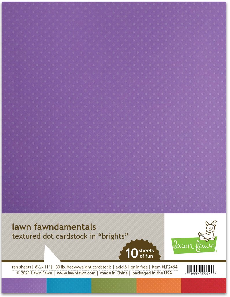 Lawn fawn - 8.5 x 11 Cardstock Pack - textured dot cardstock - brights-10 Pack
