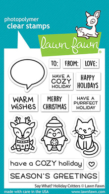 Lawn Fawn - Clear Photopolymer Stamps - say what? holiday critters - Design Creative Bling