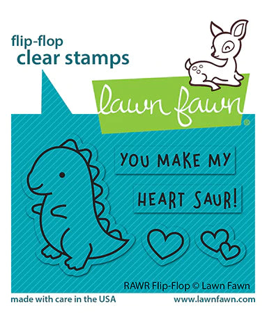 Lawn Fawn-RAWR Flip Flop- Clear stamp set - Design Creative Bling