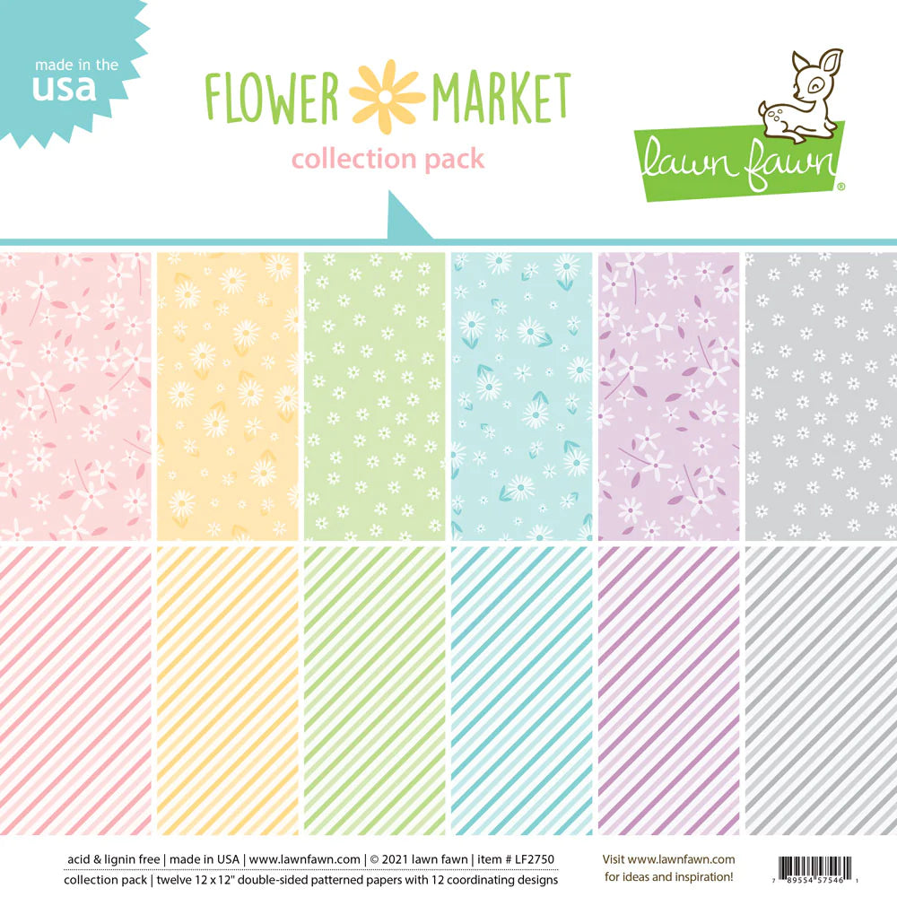Lawn Fawn-Paper-Flower Market Collection Pack 12 x 12 - Design Creative Bling