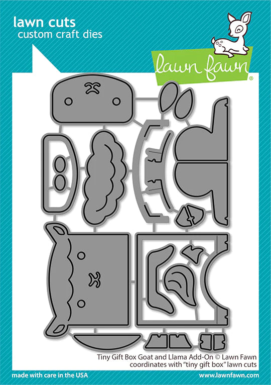 Lawn Fawn -   tiny gift box goat and llama add-on - lawn cuts - Design Creative Bling