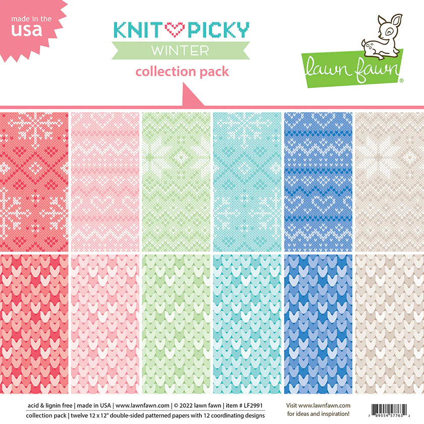 Lawn Fawn-Paper-Knit Picky Winter Collection Pack 12 x 12 - Design Creative Bling