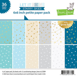 Lawn Fawn - Let It Shine -Starry Skys Collection - 6 x 6 Petite Paper Pack - Design Creative Bling