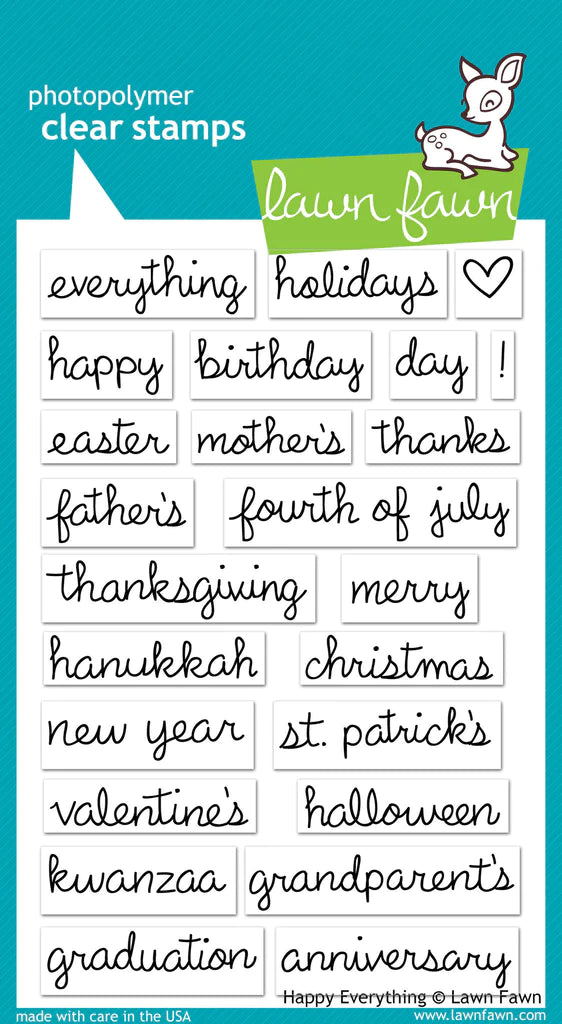 Lawn Fawn - Happy Everything- clear stamp set - Design Creative Bling