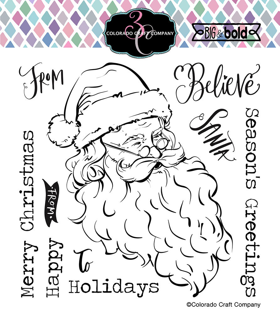 Colorado Craft Company - Lovely Legs Collection - Clear Photopolymer Stamps - Vintage Santa - Design Creative Bling