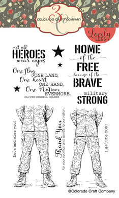 Colorado Craft Company - Lovely Legs Collection - Clear Photopolymer Stamps - Military Strong - Design Creative Bling