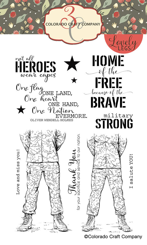 Colorado Craft Company - Lovely Legs Collection - Clear Photopolymer Stamps - Military Strong - Design Creative Bling