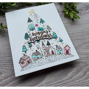 Colorado Craft Company - Whimsy World Collection - Clear Photopolymer Stamps - Christmas Town Tree