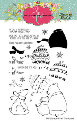 Colorado Craft Company - Whimsy World Collection - Clear Photopolymer Stamps - Layering Sweater Bears - Design Creative Bling